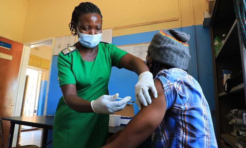 A man gets a jab of Sinopharm vaccine at a hospital in Gokwe, Midlands Province, Zimbabwe, on Feb. 22, 2021.(Photo: Xinhua)
