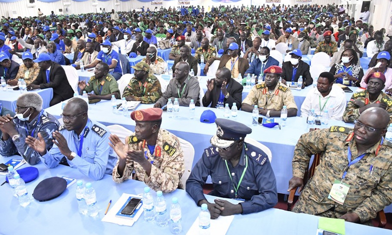 Members of Sudan People's Liberation Movement-in-Opposition (SPLM-IO) attend the party's annual conference in Juba, capital of South Sudan, Dec. 5, 2020.(Photo: Xinhua)