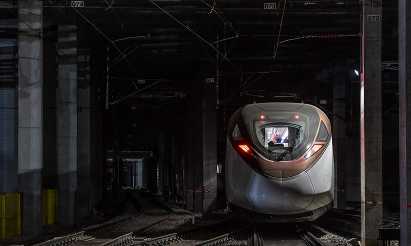 A train of the Guangzhou Metro Line 18 is seen during a hot-running test in Guangzhou, south China's Guangdong Province, March 3, 2021.(Photo: Xinhua)