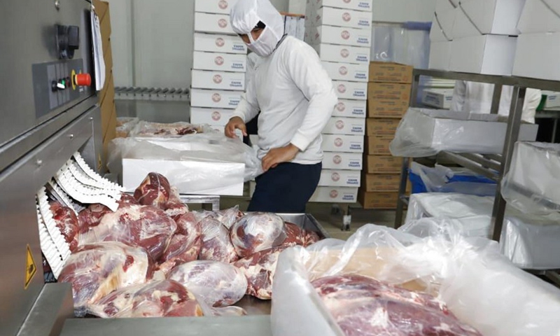 A staff member works at a plant of beef exporter and meatpacker Carnes de Cocle in Las Tablas of Los Santos, Panama, June 22, 2019.(Photo: Xinhua)
