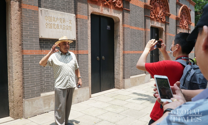 Chinese people from around the country make their way to the site where the first CPC National Congress was held in Shanghai in 1921 to learn about the Party's noble spirit on July 1, 2020. Photo: Lu Ting/GT