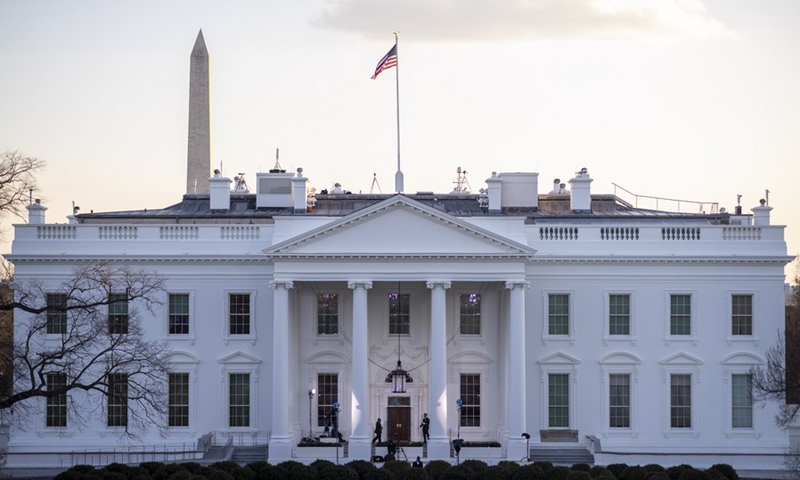 Photo taken on Jan. 20, 2021 shows the White House in Washington, D.C., the United States. (Photo: Xinhua)