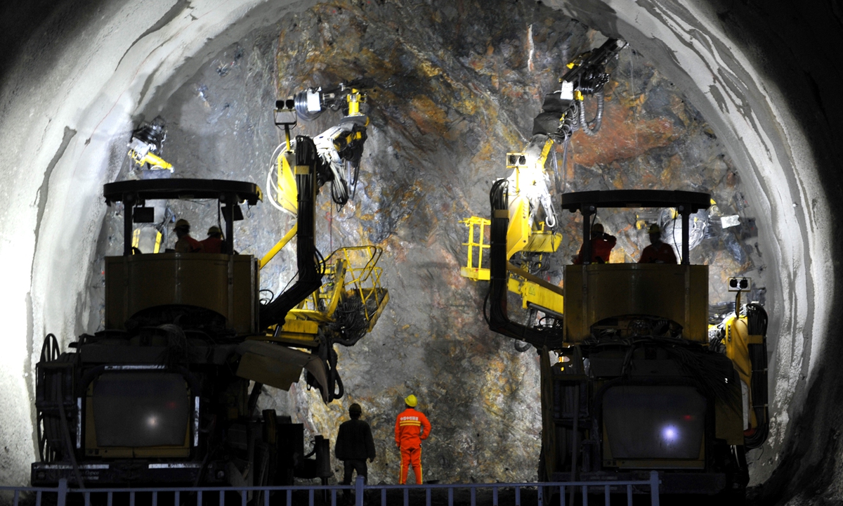A tunnel consturction site in Beijing Photo: VCG