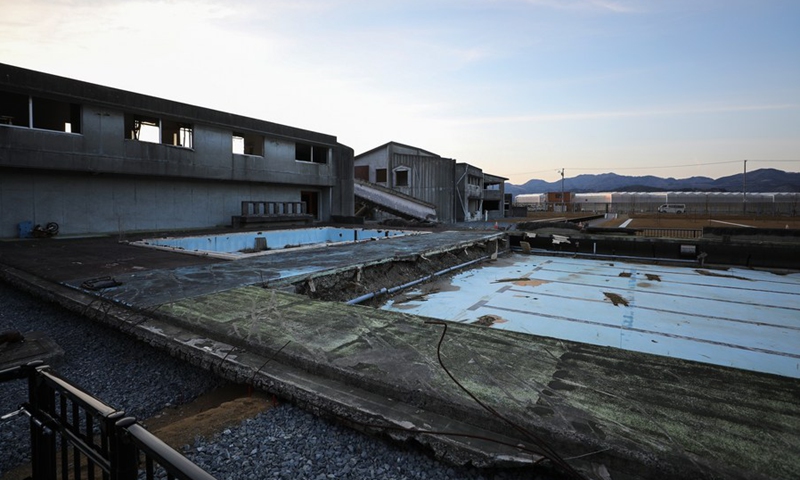 The ruins of the Okawa Elementary School is seen in Ishinomaki, Japan, March 9, 2021.(Photo: Xinhua)