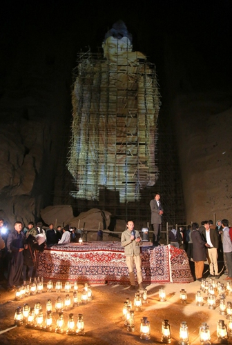 Photo taken on March 9, 2021 shows an event of the 20th anniversary of the Buddha destruction in Bamyan province, Afghanistan.(Photo: Xinhua)