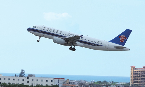 A plane with China Southern Airlines takes off. Photo: IC