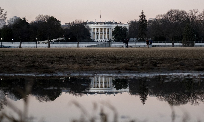 Photo taken on Jan. 12, 2021 shows the White House in Washington, D.C., the United States. (Photo: Xinhua)