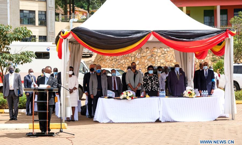 Uganda's government officials, representatives of World Health Organization and diplomats attend the launching ceremony of the COVID-19 vaccination campaign at Mulago Specialized Women and Neonatal Hospital in Kampala, Uganda, March 10, 2021. Uganda on Wednesday launched the first phase of COVID-19 vaccination campaign targeting high risk groups in the east African country.(Photo: Xinhua)