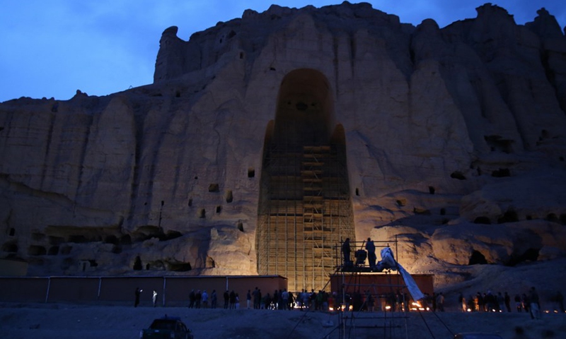 Photo taken on March 9, 2021 shows an event of the 20th anniversary of the Buddha destruction in Bamyan province, Afghanistan.(Photo: Xinhua)