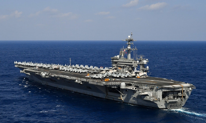 The aircraft carrier USS Theodore Roosevelt (CVN 71) transits the Pacific Ocean, Nov. 9, 2017.(Photo: Xinhua)