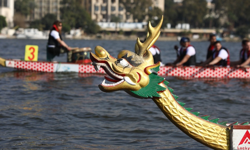 A dragon boat is seen on the Nile River in Cairo, Egypt on March 13, 2021.(Photo: Xinhua)