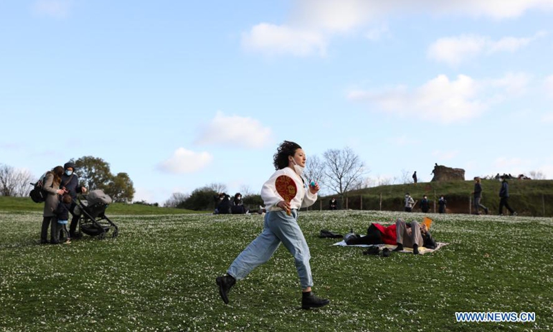 People enjoy their weekend in Parco della Caffarella in Rome, Italy, on March 13, 2021. Italy approved a fresh round of tight anti-COVID-19 restrictions nationwide on Friday, as the virus variants circulating in the country were boosting infections.Photo:Xinhua