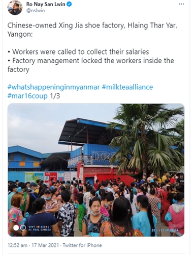 Rumored twitter post of Ro Nay San Lwin  Photo: screenshot of tweet