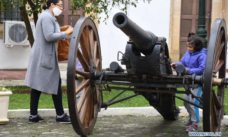 People visit the National Military Museum in Tunis, Tunisia, March 20, 2021. March 20 is the Independence Day of Tunisia. (Photo: Xinhua)