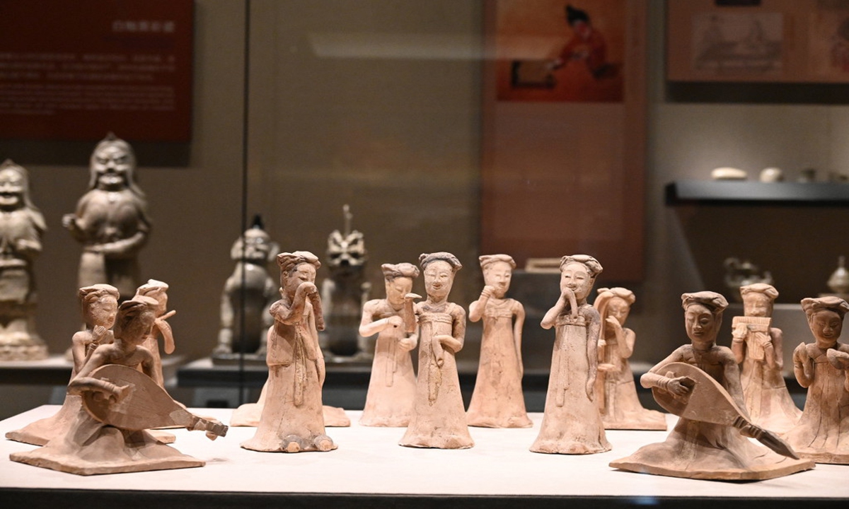 The Tang Sancai figurines at Central China's Henan's provincial museum have recently become an online sensation. After a Tang Dynasty (618-907) dance show performance went viral, netizens fell in love with the Tang Dynasty women, who represent openness and freedom. Photo: IC