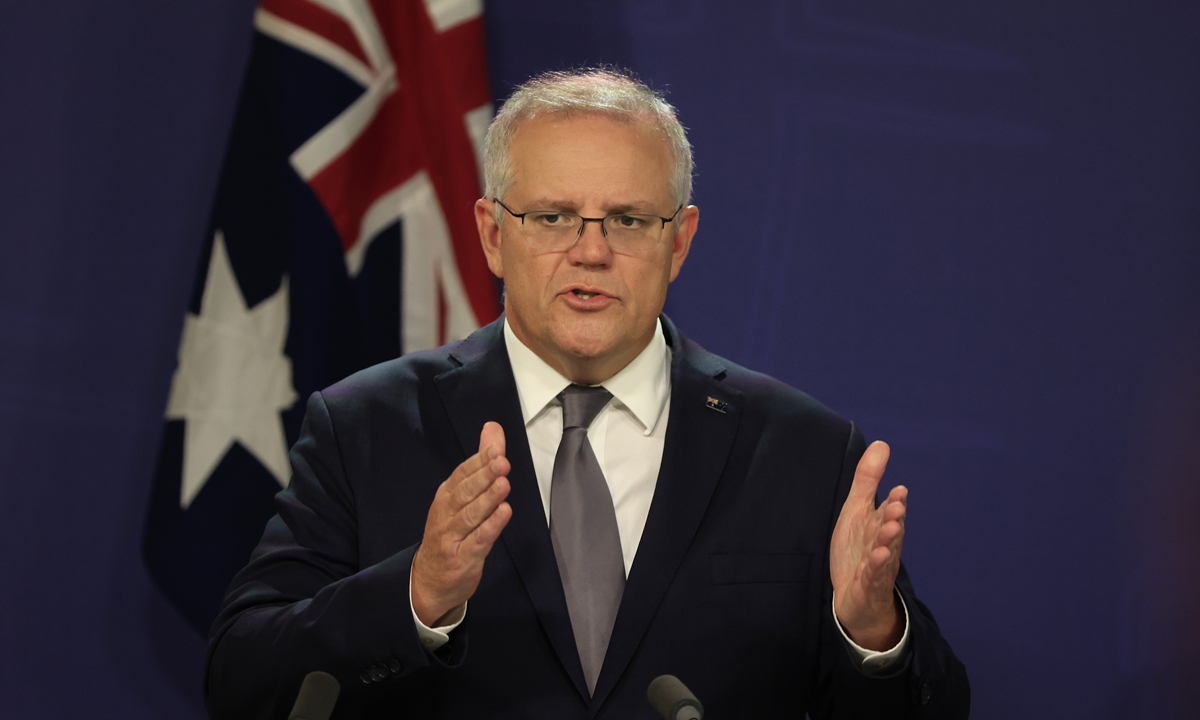 Prime Minister Scott Morrison speaks during a press conference on March 05, 2021 in Sydney, Australia. Sex Discrimination Minister Kate Jenkins has been appointed to lead a review into workplace culture at Parliament House. Photo: VCG