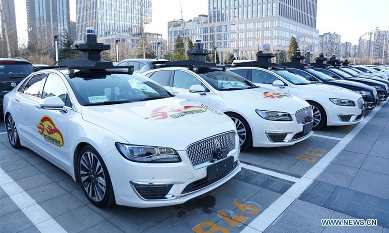 Vehicles ready for self-driving tests.File photo: Xinhua