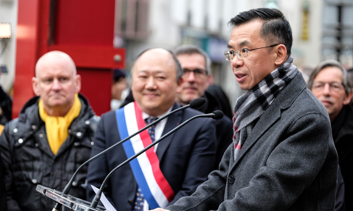 Lu Shaye (right), ambassador of China in France. Photo:AFP