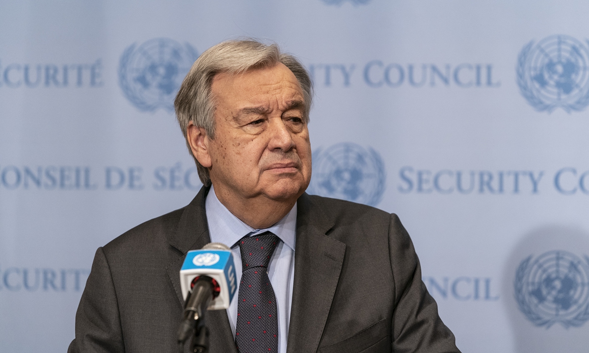 Secretary-General Antonio Guterres conducts press stakeout dedicated to the 10th anniversary of the Syrian conflict at UN Headquarters. During his remarks he acknowledged failure by Security Council and UN to help resolve this conflict. Photo: VCG