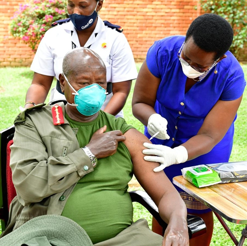 Ugandan president receives first COVID-19 vaccine jab - Global Times