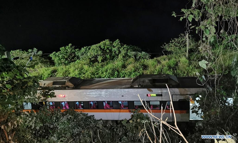 Photo taken on April 2, 2021 shows the site of a train derailment in Hualian, Taiwan, south China. Photo: Xinhua