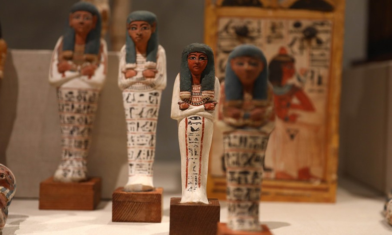 Photo taken on April 4, 2021 shows exhibits at the National Museum of Egyptian Civilization in Cairo, Egypt.(Photo: Xinhua)