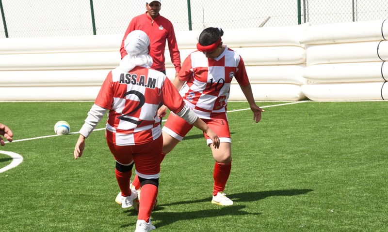 Members of Morocco's first blind women football team train in Rabat, Morocco, on April 3, 2021.(Photo: Xinhua)