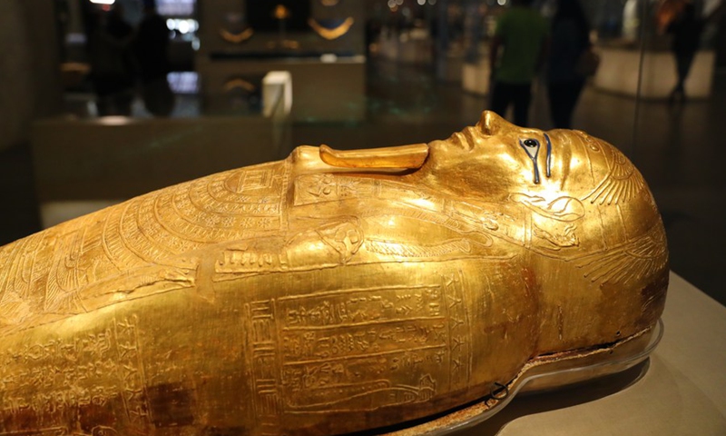 Photo shows an exhibit at the National Museum of Egyptian Civilization in Cairo, Egypt, April 4, 2021.(Photo: Xinhua)