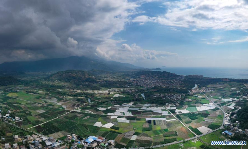 Aerial photo taken on April 5, 2021 shows an agricultural base in Guangpo Town, Lingshui Li Autonomous County, south China's Hainan Province.(Photo: Xinhua)