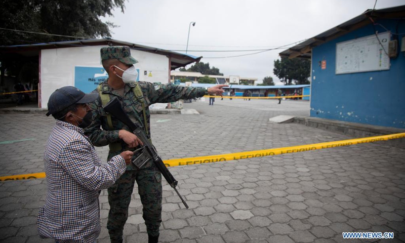 A man heads for a polling station in Saquisili, Ecuador, April 11, 2021. The National Electoral Council (CNE) of Ecuador reported on Sunday that the second round of presidential election is progressing normally.(Photo: Xinhua)