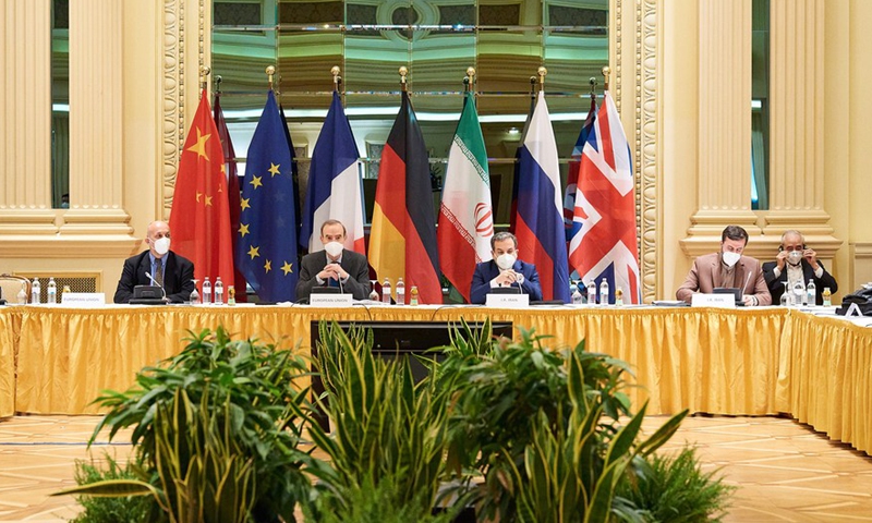 The photo taken on April 9, 2021 shows a meeting of the Joint Commission of the Joint Comprehensive Plan of Action (JCPOA) in Vienna, Austria.Photo:Xinhua