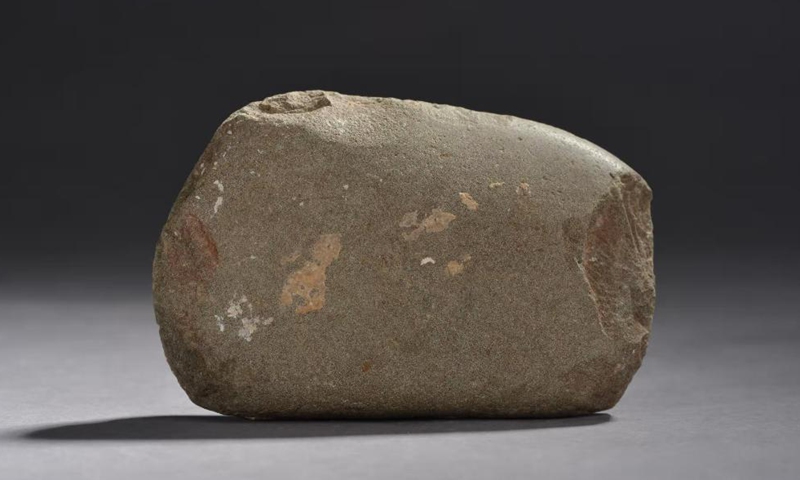 Photo provided by Guizhou Provincial Cultural Relics and Archaeology Research Institute shows a stone tool unearthed from the Zhaoguodong site in Gui'an New Area, southwest China's Guizhou Province. The Zhaoguodong site in Guizhou is included in the list of the top 10 archaeological discoveries of 2020 released on Tuesday by the National Cultural Heritage Administration.  Photo: Xinhua