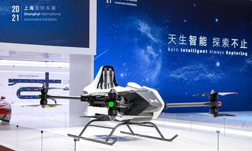 XPeng X1 flight vehicle displaying on 2021 Shanghai International Aotumotive Exhibition  Photo: Courtesy of XPeng Motor
