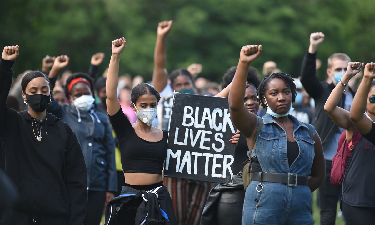 A Black Lives Matter demonstration in Leeds, the UK on June 21, 2020 Photo: VCG