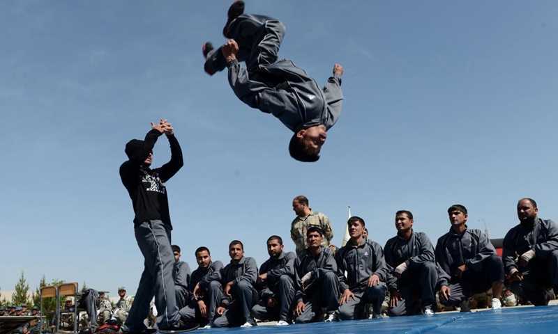 Security force members attend a training in Herat Province, Afghanistan, on April 21, 2021.Photo:Xinhua