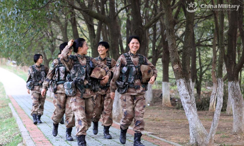 Members assigned to a female UAV detachment under the PLA 72nd Group Army return from an actual combat training exercise in early April, 2021. The training involved such items as emergency flight preparation, reconnaissance and confrontation of the drones under high altitude and adverse weather conditions in strange areas. (eng.chinamil.com.cn/Photo by Huang Baochuan and Zhang Linyu) 