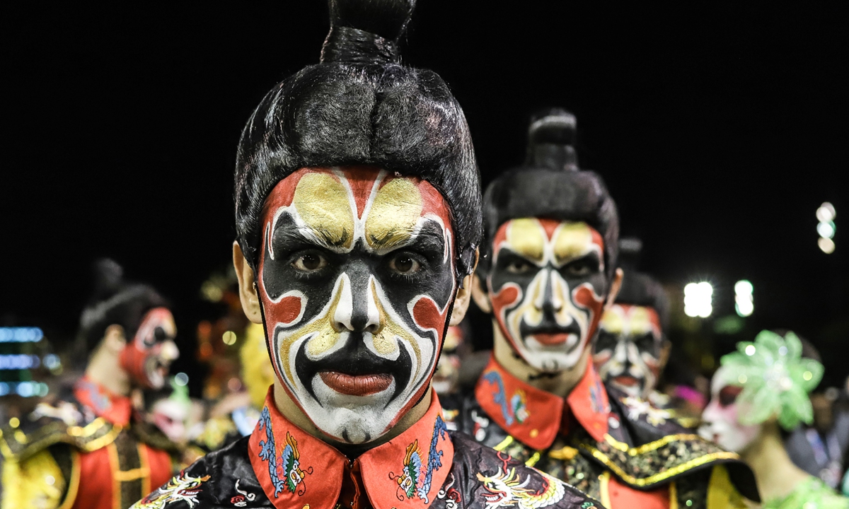 Men perform at a China-themed carnival in San Paolo, Brazil in February 2020. Photo: Xinhua