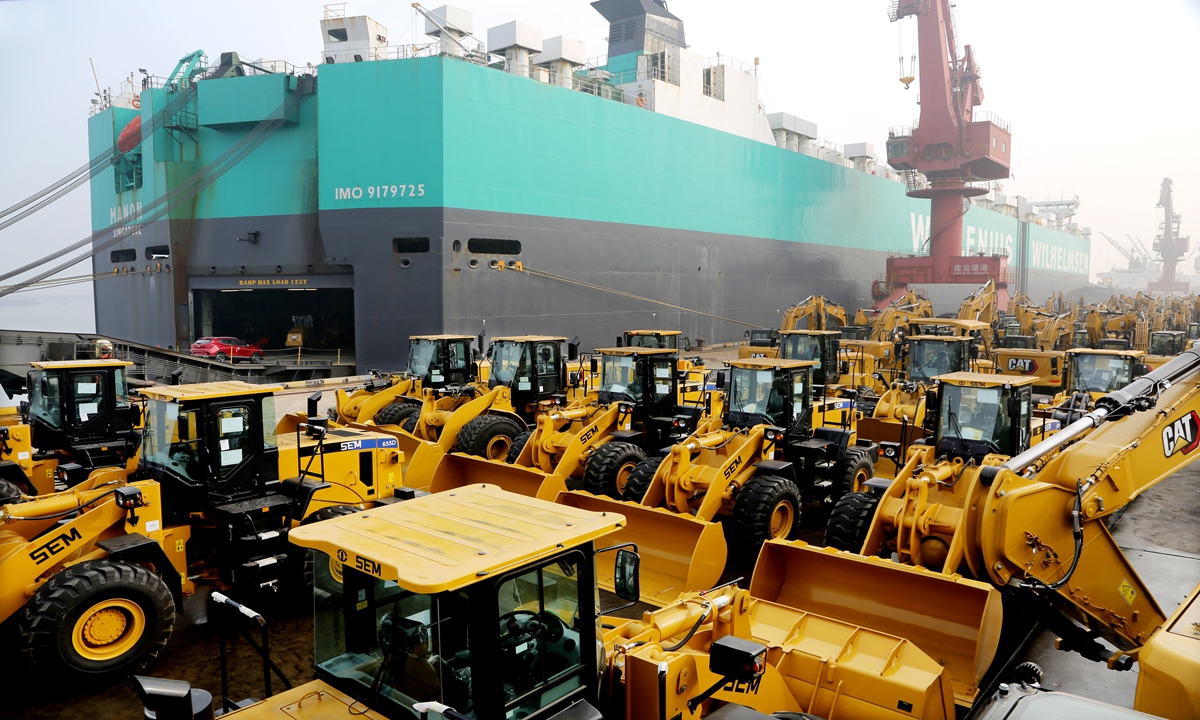 
A large number of domestically produced machinery was assembled at Lianyungang, East China's Jiangsu Province, to be shipped out in January 2021. Photo: VCG

