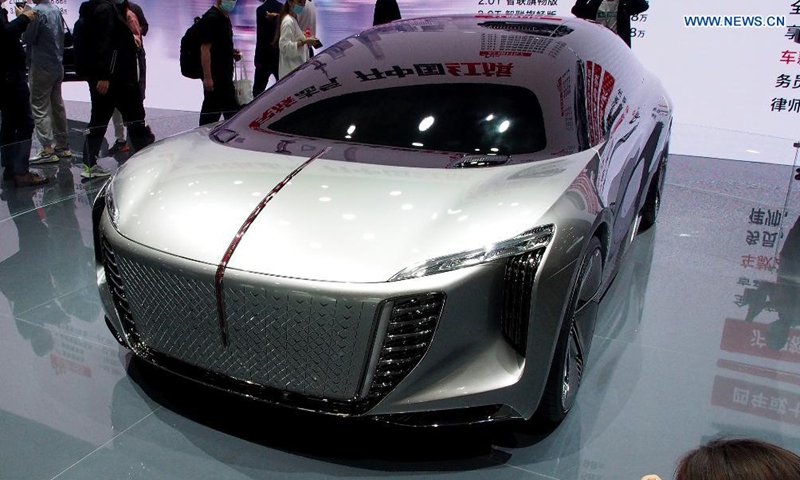 A Hongqi new energy concept vehicle is displayed at the 19th International Automobile Industry Exhibition (Auto Shanghai 2021) in Shanghai, east China, April 28, 2021.Photo:Xinhua