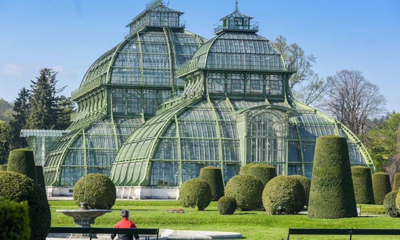 Photo taken on April 28, 2021 shows the scenery of Schonbrunn Gardens in Vienna, Austria.Photo:Xinhua
