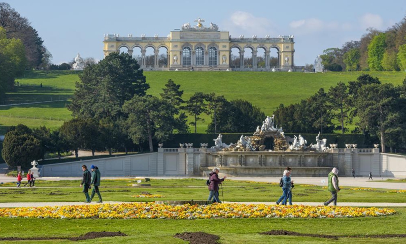Photo taken on April 28, 2021 shows the scenery of Schonbrunn Gardens in Vienna, Austria.Photo:Xinhua