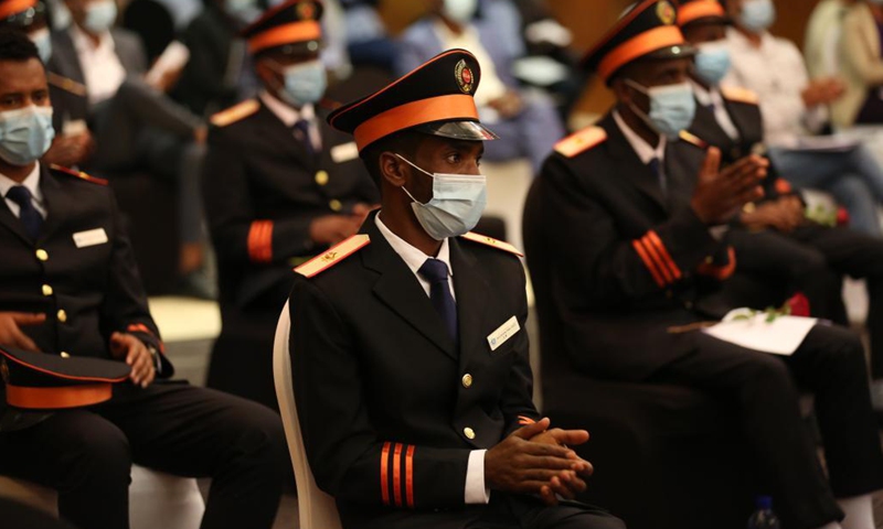 New graduate drivers of Ethiopia-Djibouti railway attend the graduation ceremony in Addis Ababa, Ethiopia, on May 4, 2021. (Xinhua/Wang Ping)
