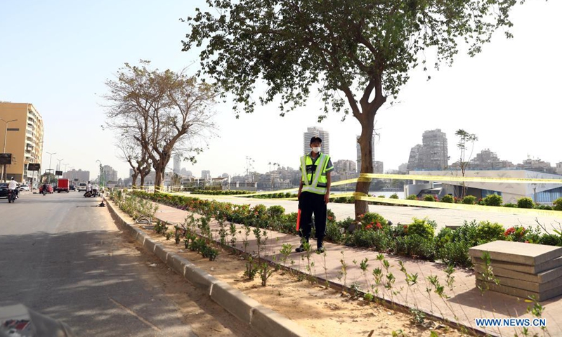 Photo taken on May 3, 2021 shows a sealed open space by the Nile during the Sham El-Nessim in Cairo, Egypt. Several Egyptian governors, including governor of Cairo, issued directives on April 30 to close public parks and beaches ahead of the Sham El-Nessim, the traditional Egyptian spring festival which falls on May 3 this year, as the country has witnessed a surge in coronavirus cases. (Xinhua/Ahmed Gomaa) 