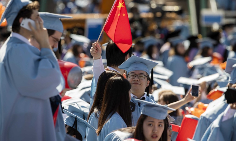 Graduate students from China attend the Columbia University Commencement ceremony in New York, the United States, May 22, 2019. Photo: Xinhua