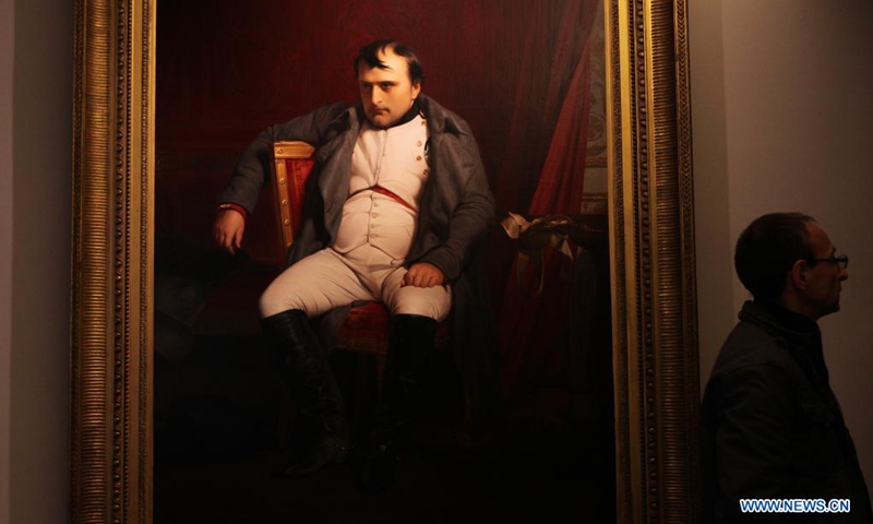 File photo taken on May 5, 2013 shows a painting of Napoleon at Fontainebleau at the the military museum Les Invalides in Paris, France. France commemorated the 200th anniversary of the death of French Emperor Napoleon Bonaparte. Napoleon Bonaparte (1769-1821) died in exile on the island of Saint Helena on May 5, 1821.(Photo: Xinhua)