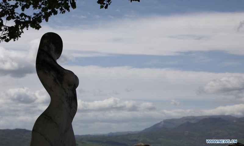 A sculpture is seen in the city of San Marino, San Marino, May 6, 2021.Photo:Xinhua