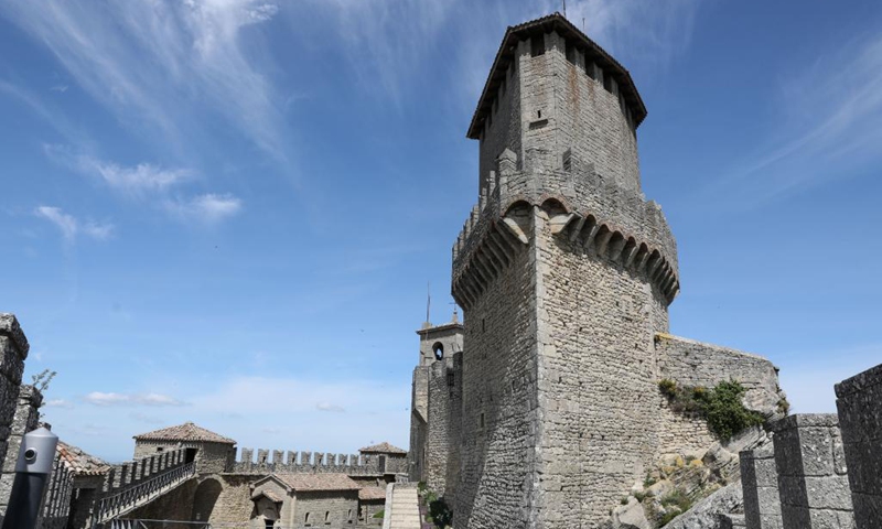 A fortress is seen in the city of San Marino, San Marino, May 6, 2021.Photo:Xinhua