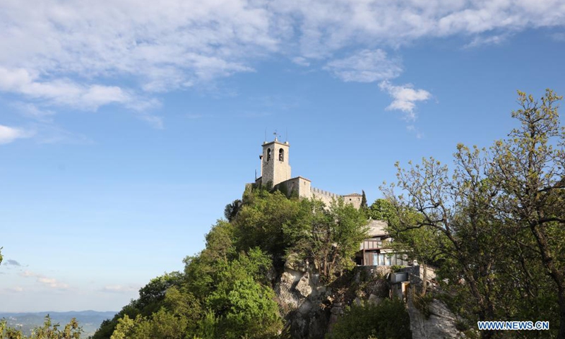 A fortress is seen in the city of San Marino, San Marino, May 6, 2021.Photo:Xinhua