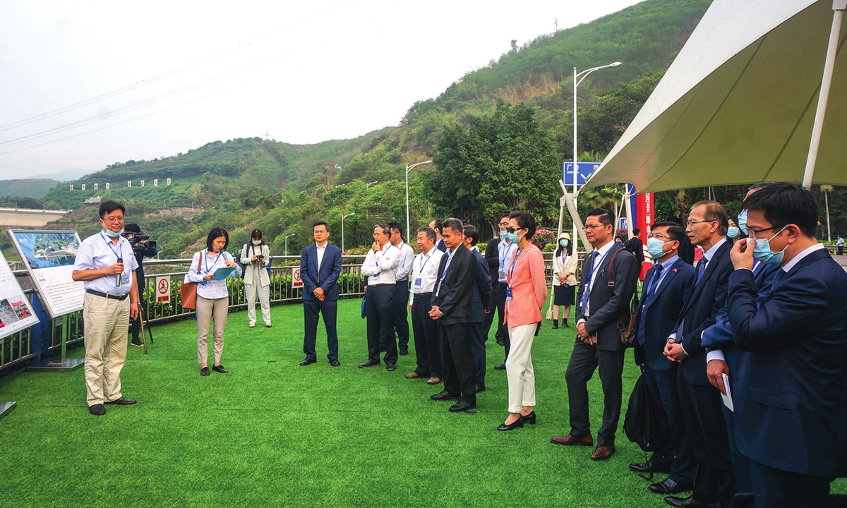 Mekong countries envoys visit Jinghong Hydropower Station in Southwest China's Yunnan Province on April 28 and learn about its techniques in regulating water during droughts and floods. Photo: Hu Yuwei/GT 