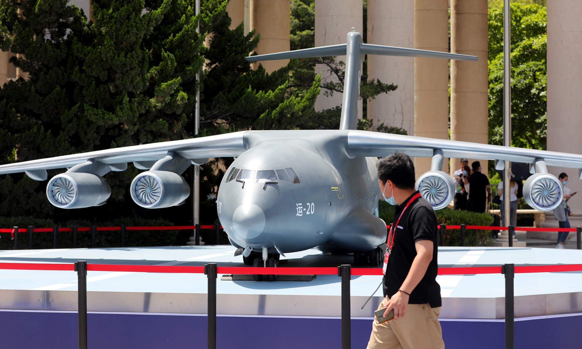 A model of the Y-20 military transport aircraft is displayed at the 2021 China Brand Day, which kicked off in Shanghai on Monday. A large number of Chinese-made equipment were on display, such as Hualong-1 nuclear reactors, Chang’e-5 spacecraft, and China’s first hydrogen engine, demonstrating the power of Chinese brands to the world. Photo: Yang Hui/GT